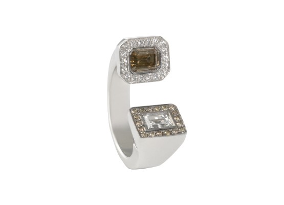 brown and white diamond Ring